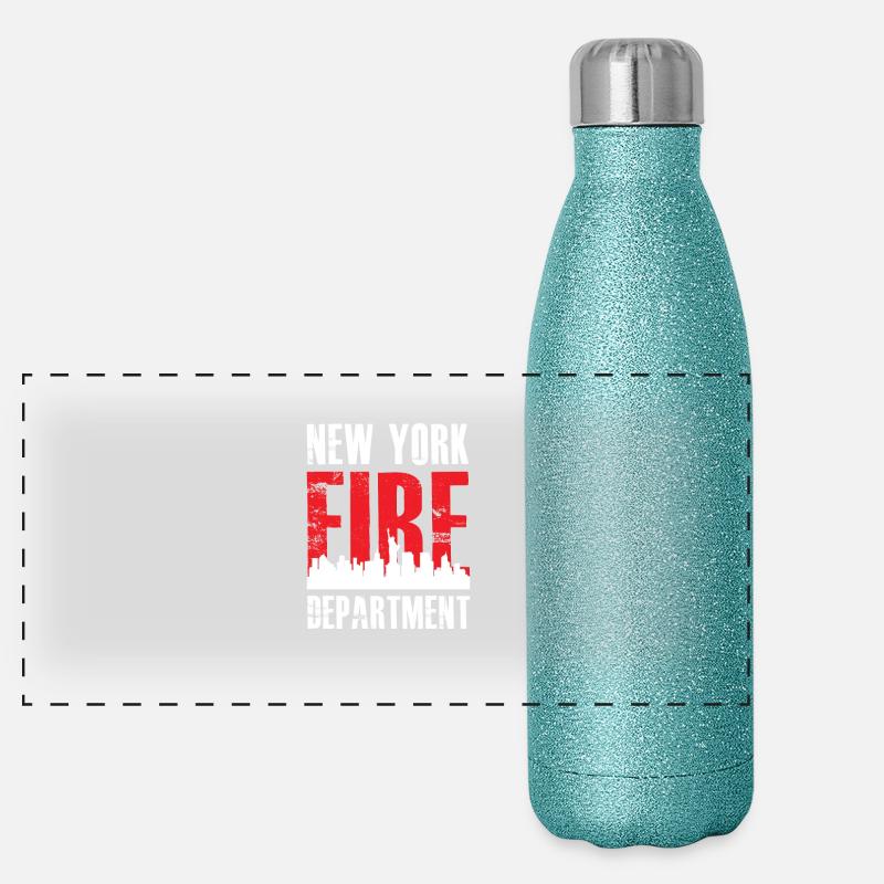 FDNY NYFD Geschenk für Feuerwehrmann Panorama Glitzer Isolierflasche 500 ml
