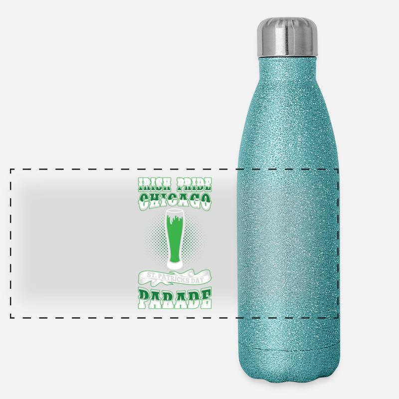 Irish Pride Chicago St Patricks Day Parade Beer Panoramic Glitter Thermal Bottle 500 ml