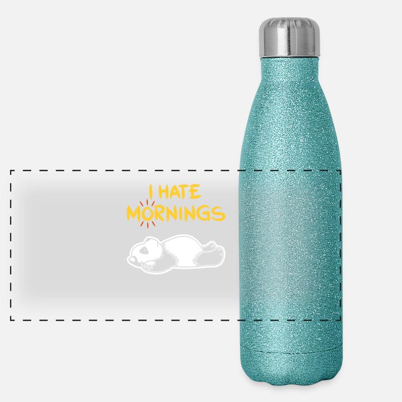 I Hate Mornings Funny Panda T-Shirt | Bear feeling Panoramic Glitter Thermal Bottle 500 ml