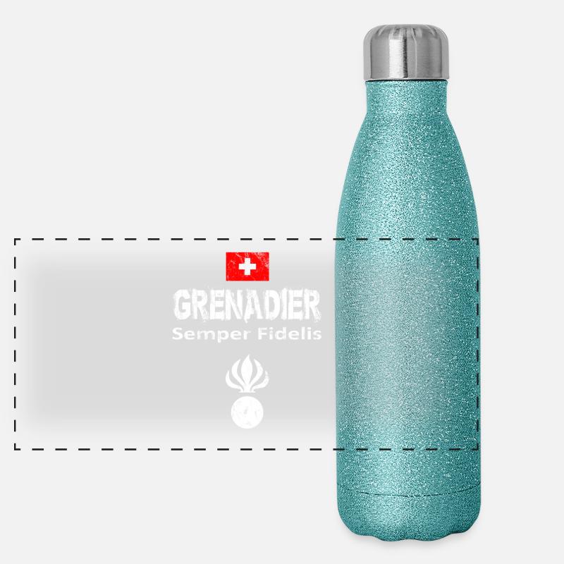 Grenadier Schweiz Militär Armee Isone Geschenk Panorama Glitzer Isolierflasche 500 ml