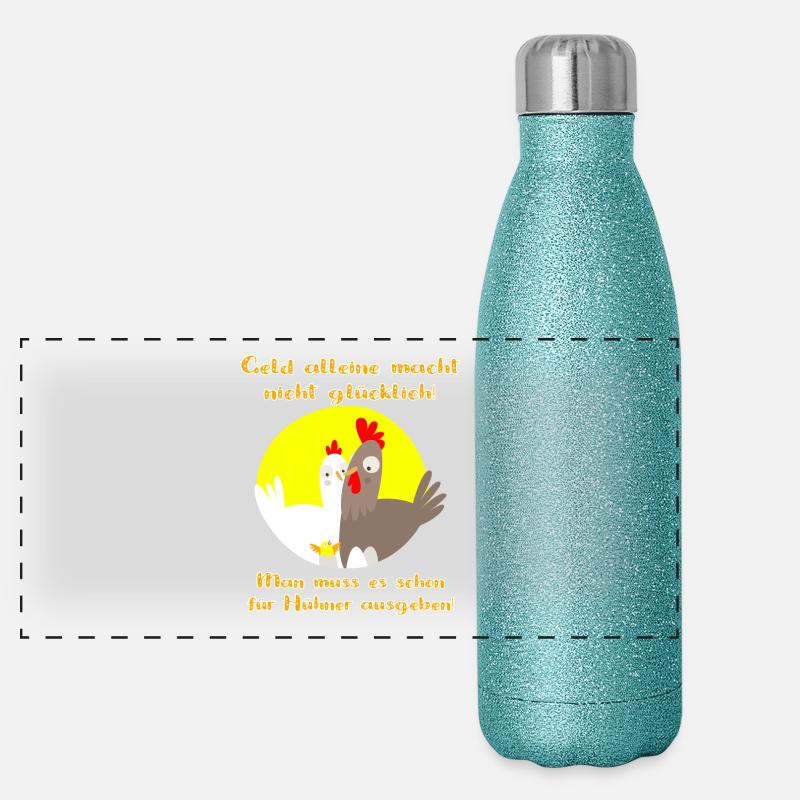 Hühner Panorama Glitzer Isolierflasche 500 ml