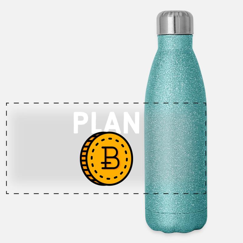 Plan B - Lustige Blockchain HODL Digi Coin Crypto Panorama Glitzer Isolierflasche 500 ml