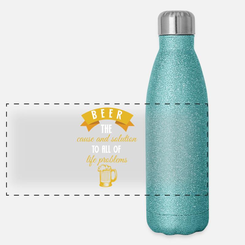 Bier - Biere - Biertrinker - Bierglas - Problem Panorama Glitzer Isolierflasche 500 ml