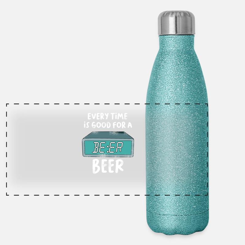 Alarm Clock Clock Time Any time is good for beer Panoramic Glitter Thermal Bottle 500 ml
