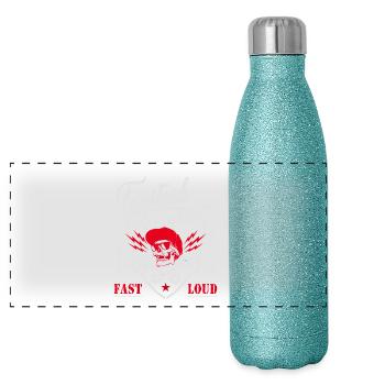 Feinstaub Terrorist das Diesel Fahrverbot - Panorama Glitzer Isolierflasche 500 ml - Blau Glitzer - Vorne