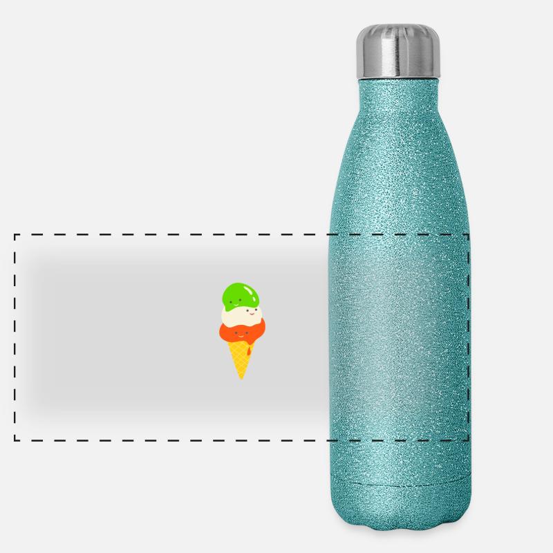 Glace italienne crème glacée gaufres cadeau été Gourde isotherme panoramique pailletée 500 ml