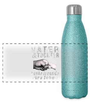 vater tochter beste freunde furs leben Vatertag, - Panorama Glitzer Isolierflasche 500 ml - Blau Glitzer - Vorne