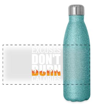 Burn Calories - Panoramic Glitter Thermal Bottle 500 ml - blue glitter - Front