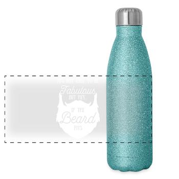Beard - Beard Bearer - Bearded - Bearded - Funny - Panoramic Glitter Thermal Bottle 500 ml - blue glitter - Front