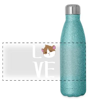 Cochon d'Inde - Cochon d'Inde - Amour - Gourde isotherme panoramique pailletée 500 ml - paillettes bleues - Devant