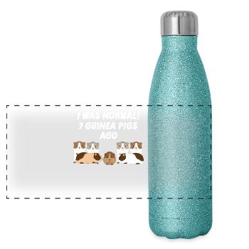 Guinea Pig - Guinea Pig - Funny - Panoramic Glitter Thermal Bottle 500 ml - blue glitter - Front