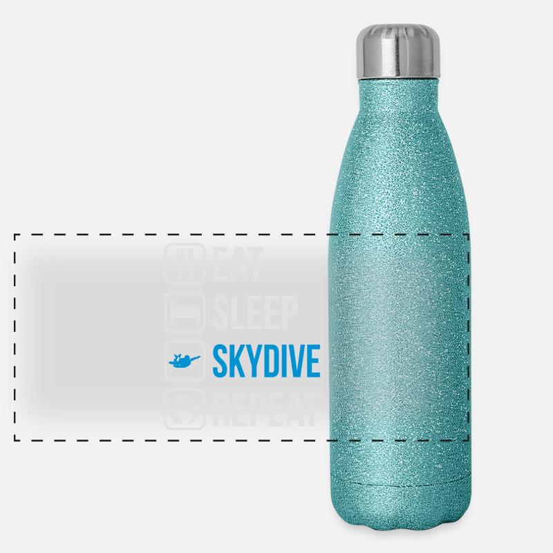 Eat Sleep Skydive Repeat Panoramic Glitter Thermal Bottle 500 ml