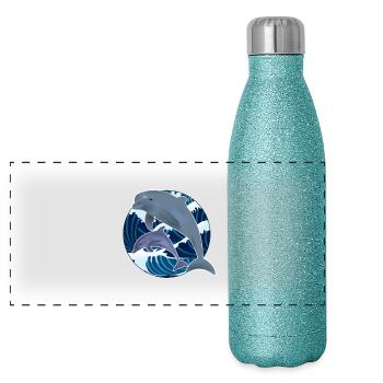 Delfin - Panorama Glitzer Isolierflasche 500 ml - Blau Glitzer - Vorne
