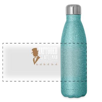 Tattoo Motive - Tatooed Gentleman - Tattooed Ink - Panoramic Glitter Thermal Bottle 500 ml - blue glitter - Front