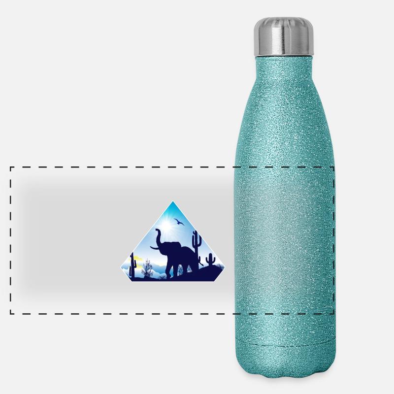 Elefant Panorama Glitzer Isolierflasche 500 ml