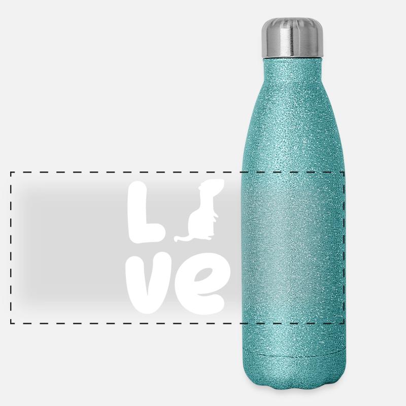Frettchenfreund - Frettchen - Liebe - Geschenk - Panorama Glitzer Isolierflasche 500 ml - Blau Glitzer
