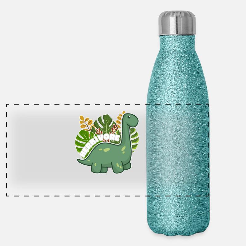 Cadeau végétalien végétalien de dinosaure de dinosaure de plante Gourde isotherme panoramique pailletée 500 ml