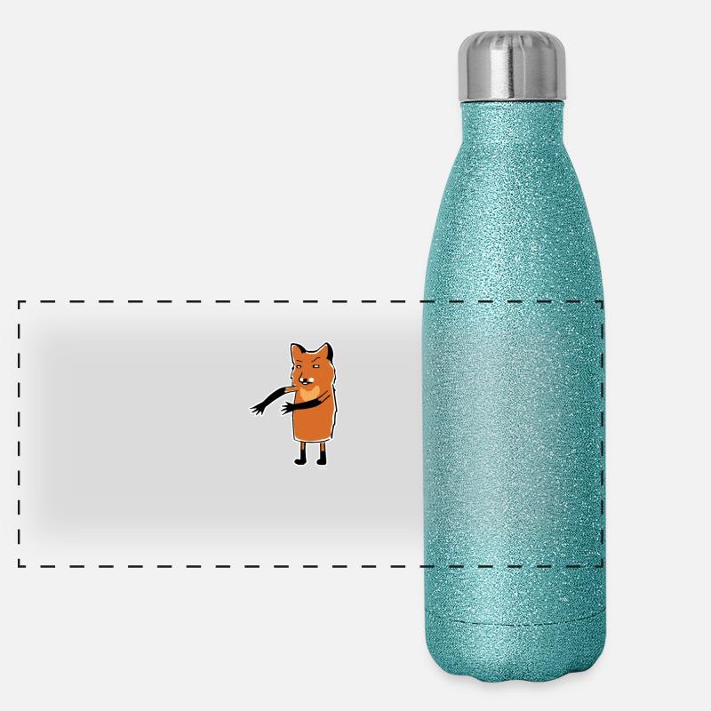 Floss Dance Move Fox - Panoramic Glitter Thermal Bottle 500 ml - blue glitter