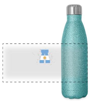 Armoiries du drapeau de l'Argentine - Gourde isotherme panoramique pailletée 500 ml - paillettes bleues - Devant