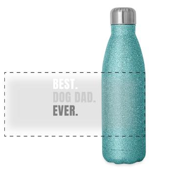 Meilleur chien papa jamais - Gourde isotherme panoramique pailletée 500 ml - paillettes bleues - Devant
