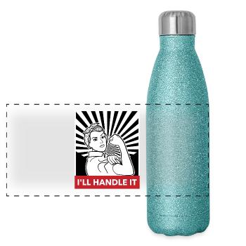 girl Power - Gourde isotherme panoramique pailletée 500 ml - paillettes bleues - Devant
