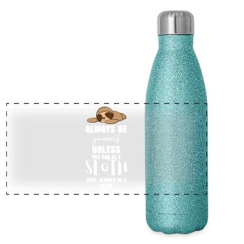 Paresseux - Paresseux - T-shirt paresseux - Soyez vous-même - Gourde isotherme panoramique pailletée 500 ml - paillettes bleues - Devant