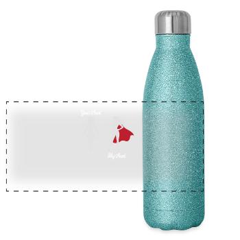 Votre tante Mon tante Super-héros cadeau FR - Gourde isotherme panoramique pailletée 500 ml - paillettes bleues - Devant