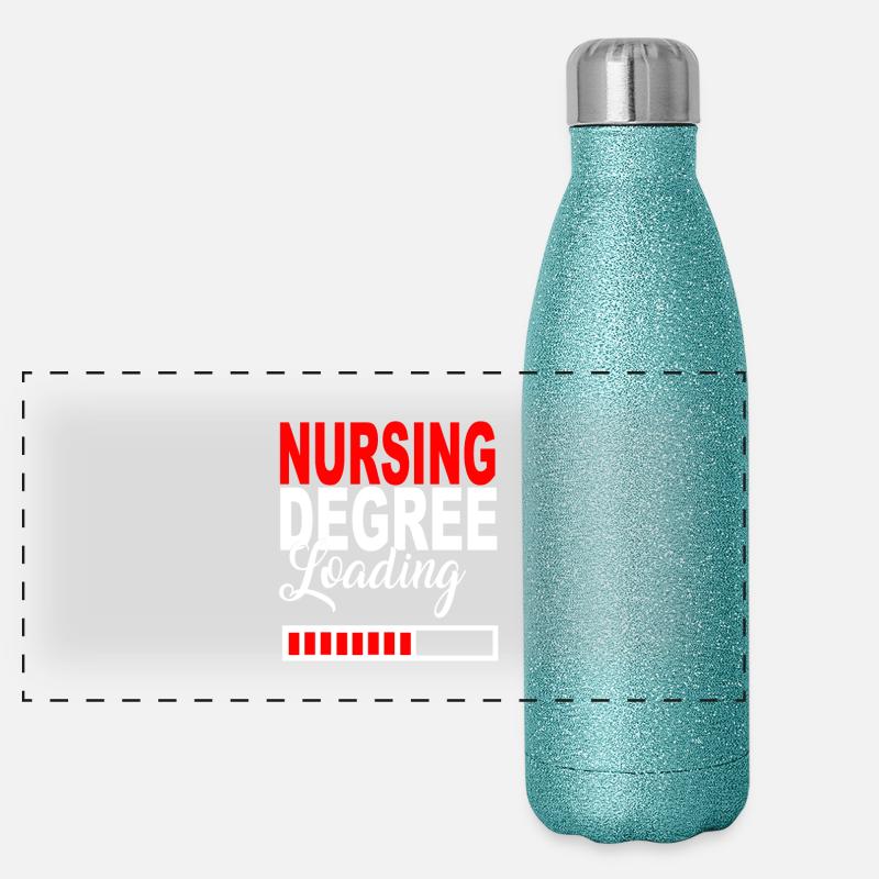 Nursing Degree Loading Geschenk T-Shirt Ausbildung Panorama Glitzer Isolierflasche 500 ml
