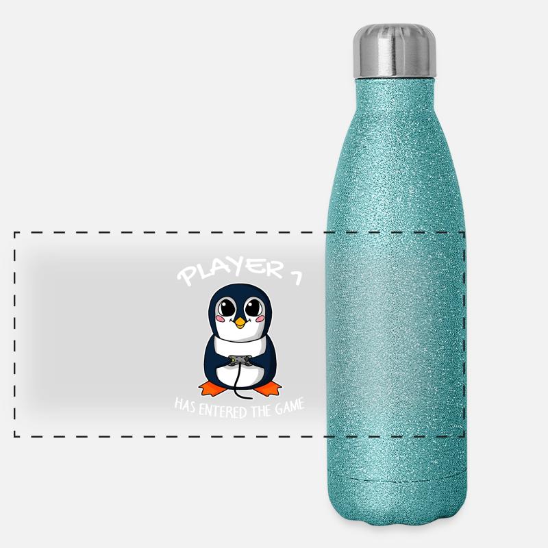 Premier bébé joueur 1 bébé pingouin enceinte Gourde isotherme panoramique pailletée 500 ml