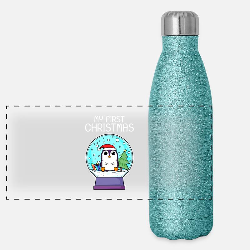 Mon premier bébé pingouin Noël Noël Gourde isotherme panoramique pailletée 500 ml