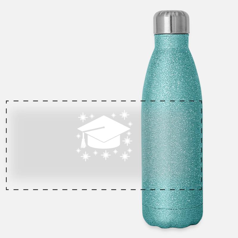 Studium Abschluss Absolventenkappe Panorama Glitzer Isolierflasche 500 ml
