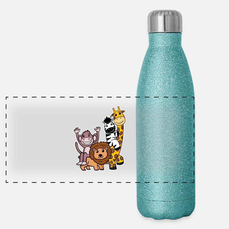 Niedliche Tiere Panorama Glitzer Isolierflasche 500 ml