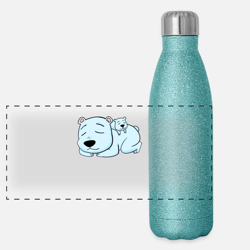 Eisbär mit Baby Eisbär Panorama Glitzer Isolierflasche 500 ml