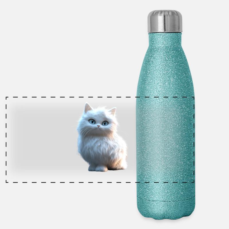 Chat Angora Blanc Chat Angora Chats Angora Mignons Gourde isotherme panoramique pailletée 500 ml