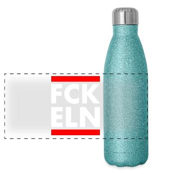 Fck eln - Gourde isotherme panoramique pailletée 500 ml - paillettes bleues - Devant