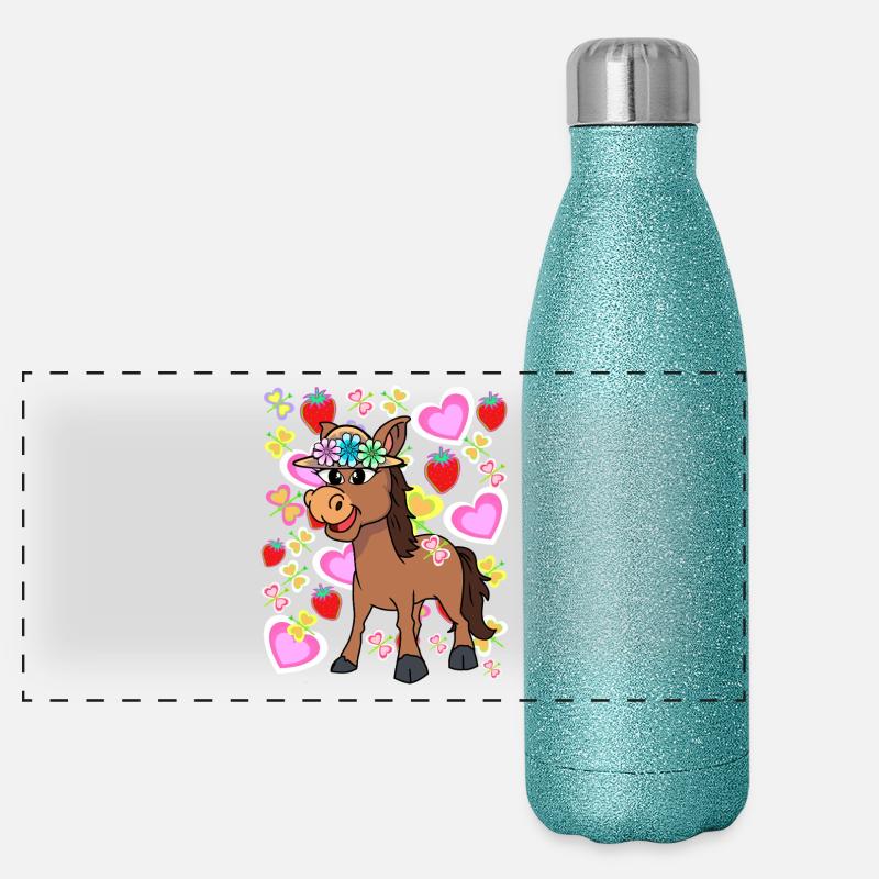Retro Esel Kinder Kind Vintage Panorama Glitzer Isolierflasche 500 ml