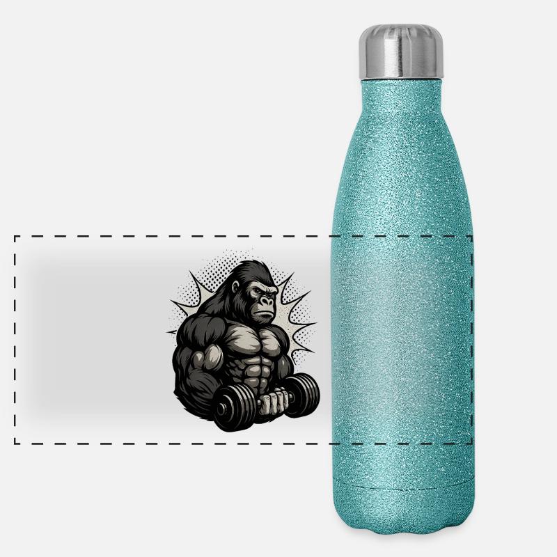 Motif Gorilla Force fort Gourde isotherme panoramique pailletée 500 ml