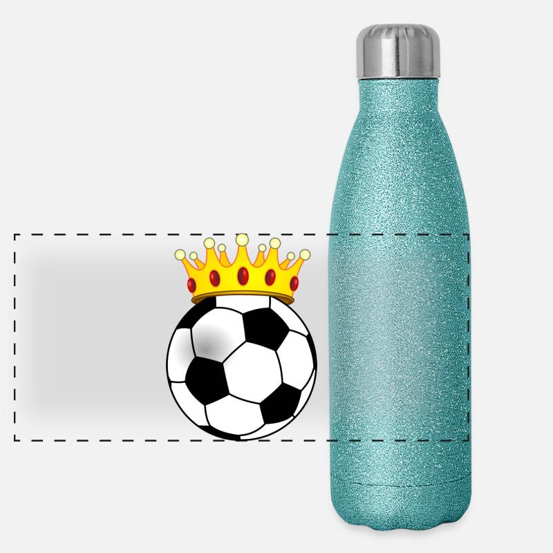 Fußball mit Krone für König oder Königin Panorama Glitzer Isolierflasche 500 ml
