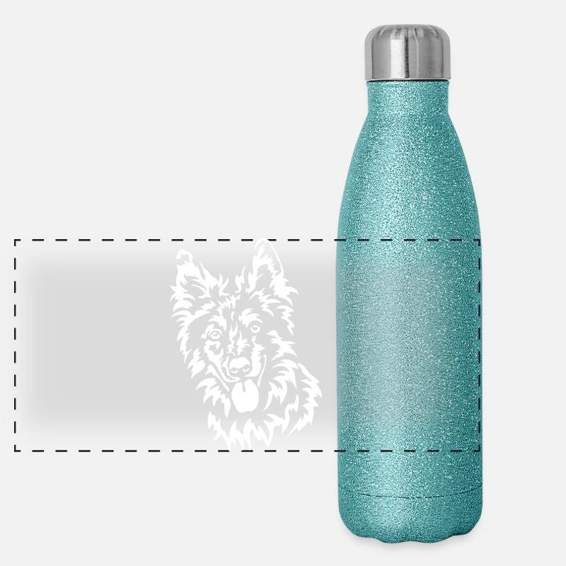 Tiger Kopf "Black Edition" Panorama Glitzer Isolierflasche 500 ml