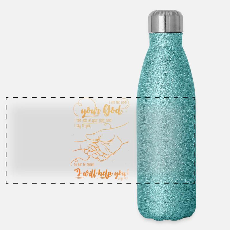 Jesaja Bibelvers Ich helfe dir Panorama Glitzer Isolierflasche 500 ml