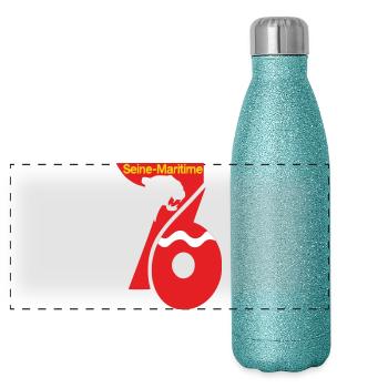 Seine-Maritime - Gourde isotherme panoramique pailletée 500 ml - paillettes bleues - Devant