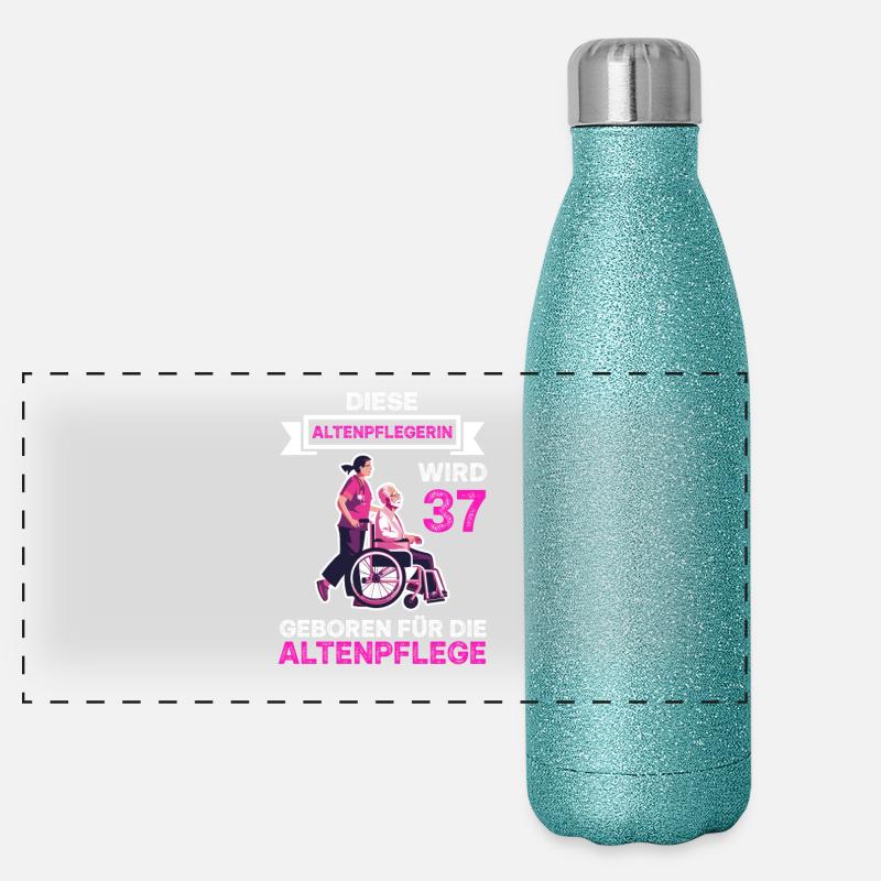 Altenpflegerin Altenpflege 37 Geburtstag Spruch Panorama Glitzer Isolierflasche 500 ml