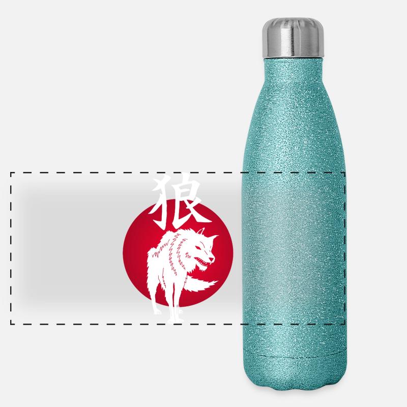 Le soleil rouge et le loup blanc Gourde isotherme panoramique pailletée 500 ml