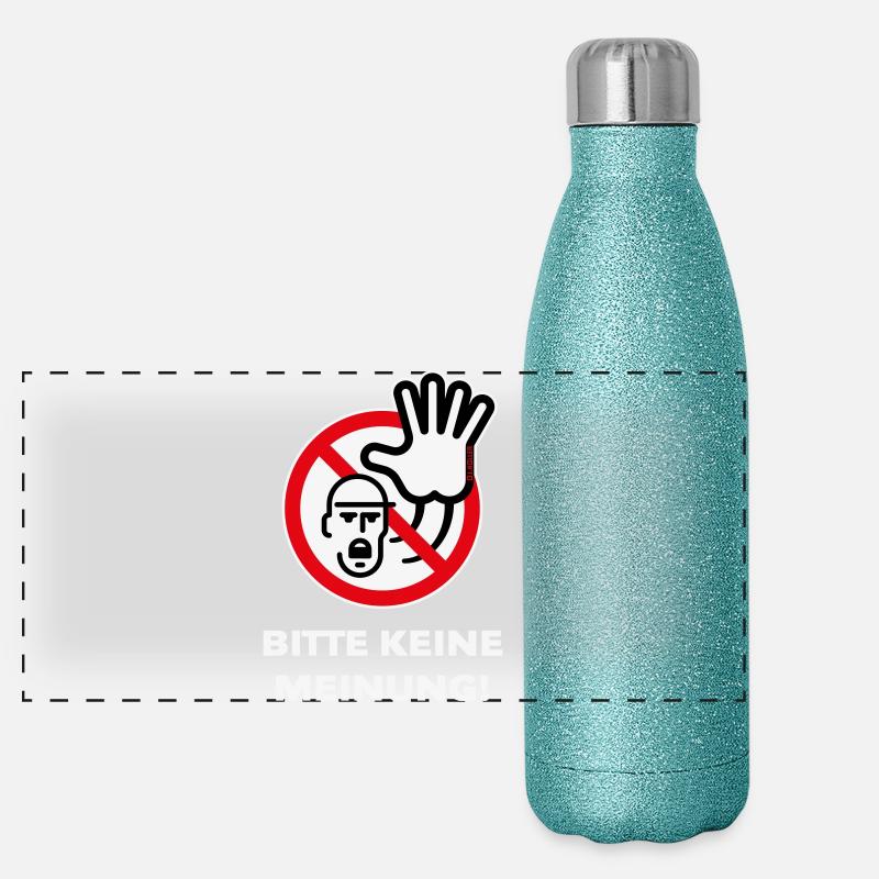 Bitte Keine Meinung! (Warnzeichen Warnschild / 3C) Panorama Glitzer Isolierflasche 500 ml