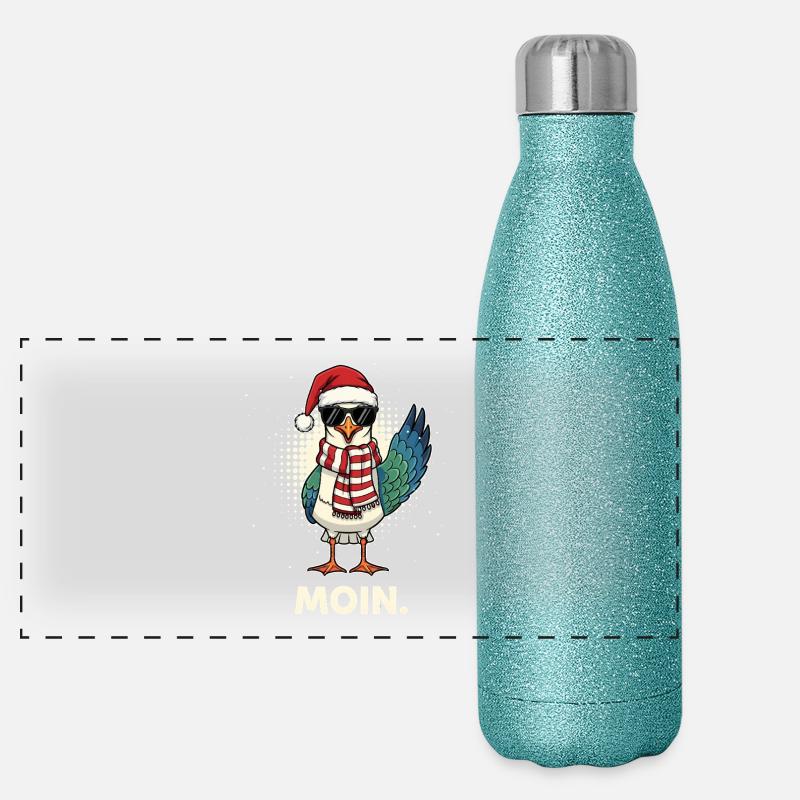 Möwe Weihnachtsmann Panorama Glitzer Isolierflasche 500 ml