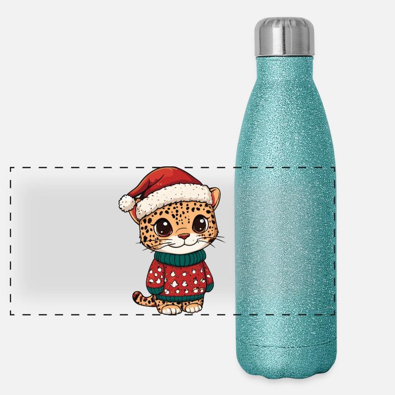 Noël de Noël léopard Gourde isotherme panoramique pailletée 500 ml