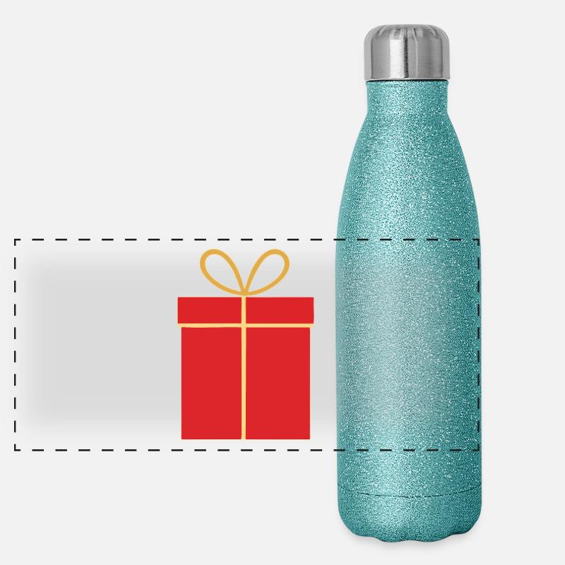 Weihnachtsgeschenk, rote Geschenkbox Panorama Glitzer Isolierflasche 500 ml