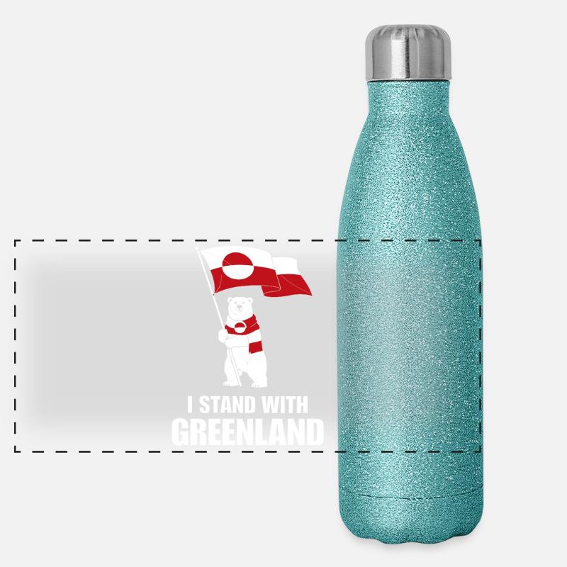Soutien Groenland: Ours et Drapeau Gourde isotherme panoramique pailletée 500 ml