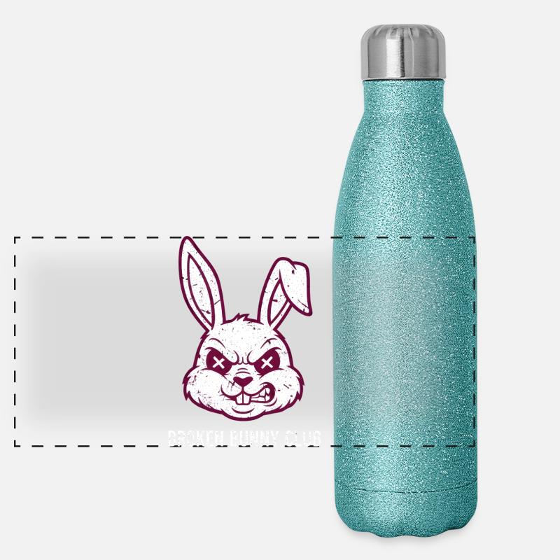 Fête de Pâques Heavy Metal Rocker Easter Egg Easter Bunny Gourde isotherme panoramique pailletée 500 ml