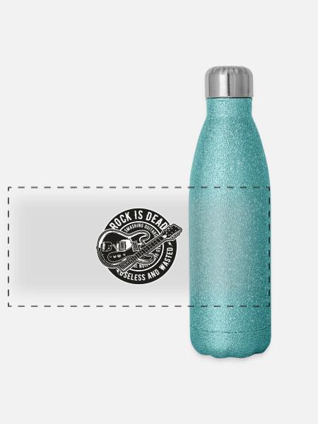 Rock Is Dead - Panoramic Glitter Thermal Bottle 500 ml - blue glitter - Front